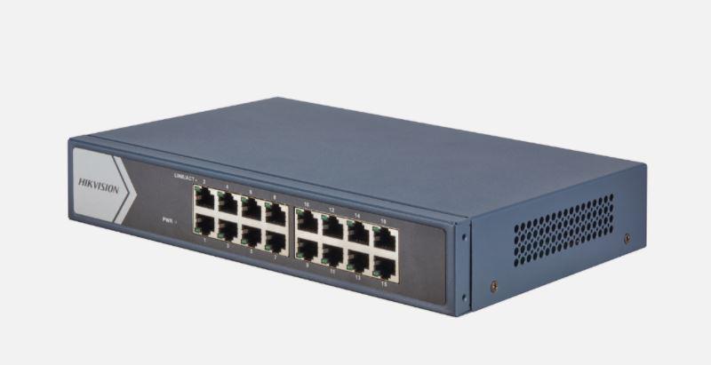 SWITCH Hikvision, Gigabit x 16, carcasa metalica, "DS-3E0516-E(B)" (timbru verde 2 lei)