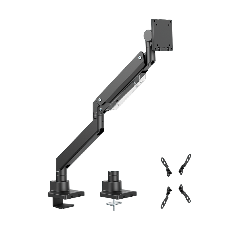 SUPORT de birou LOGILINK, pt 1 TV/monitor plat, curbat, diag. max 57 inch, rotatie, inclinare, orizontala, verticala, max 27 Kg, gas spring, negru, "BP0202"