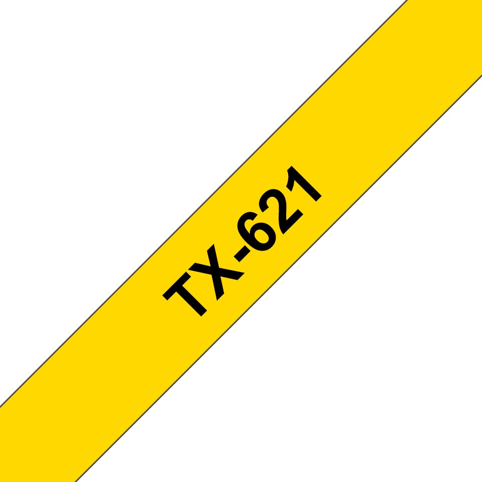 Banda laminata Original Brother Black on Yellow, TX621, pentru E105|E110|H100|H101|H105|H110|H111|P300|128|200|1000|1010|1090|1100|1120|1130|1160|1170|1180|1190|1200|1230|1280|1290|6100|7100|ST1150, 9mm, incl.TV 0 RON, "TX621"