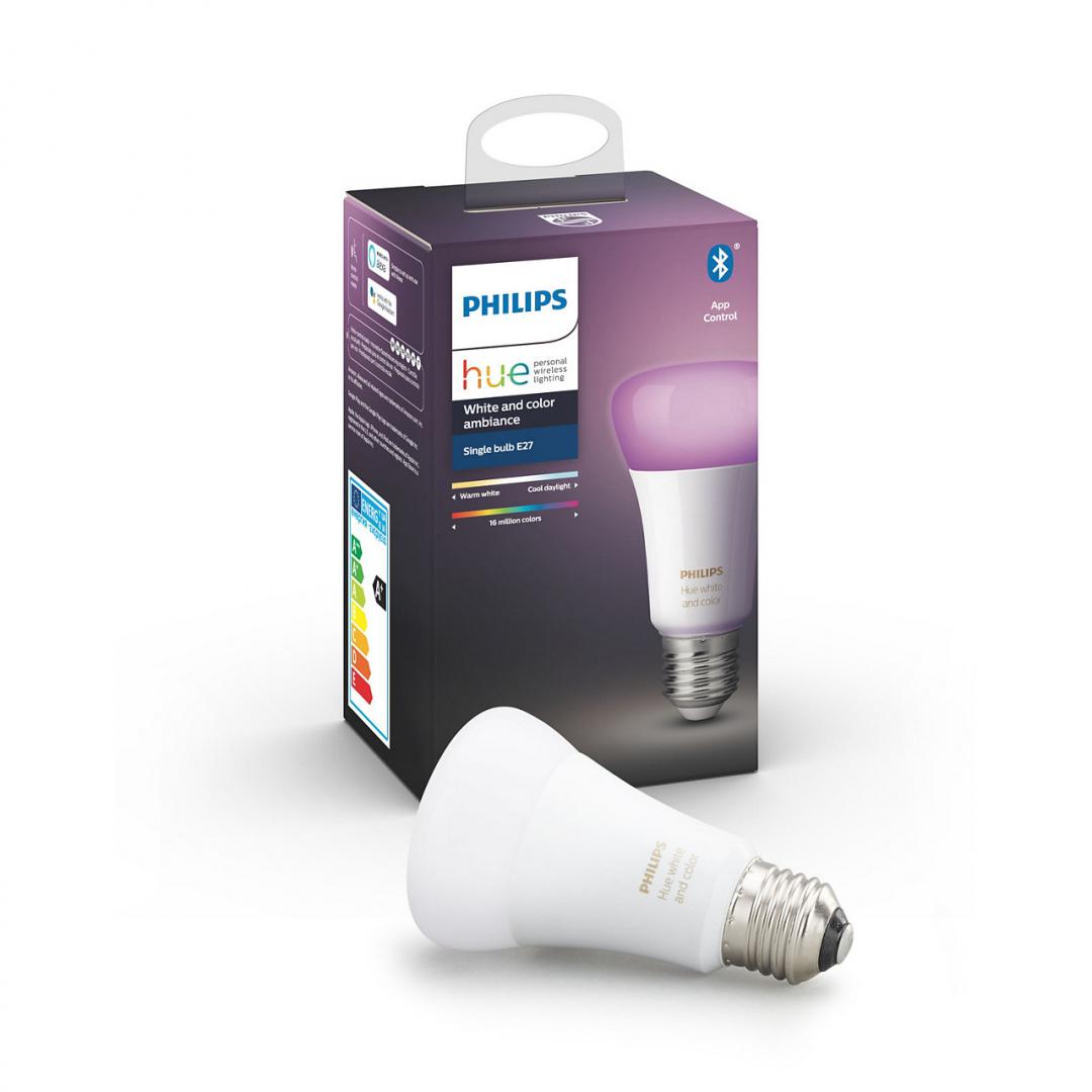 BEC smart LED Philips, soclu E27, putere 9W, forma clasic, lumina multicolora, alimentare 220 - 240 V, "000008718699673109" (timbru verde 0.45 lei)