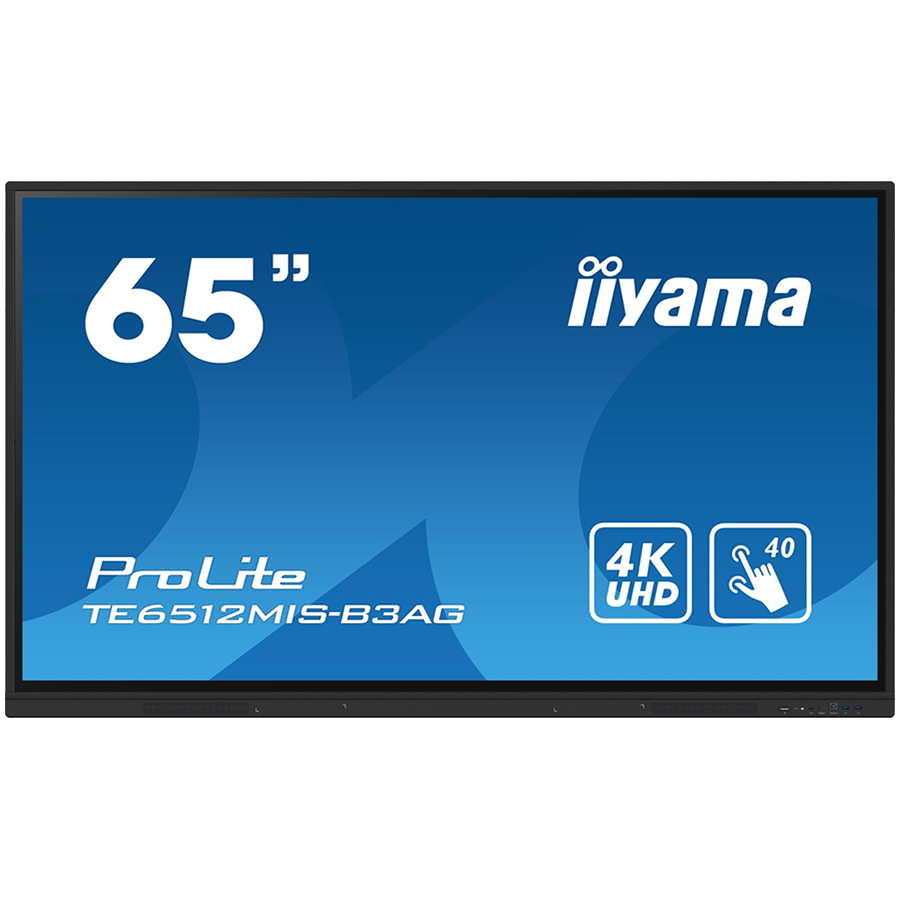 Iiyama 4K UHD interactive display,communication,and engagement. With key features like Zero Airgap LCD screen eliminating parallax,PureTouch-IR,Android 11, WiFi "TE6512MIS-B3AG" (timbru verde 7 lei)
