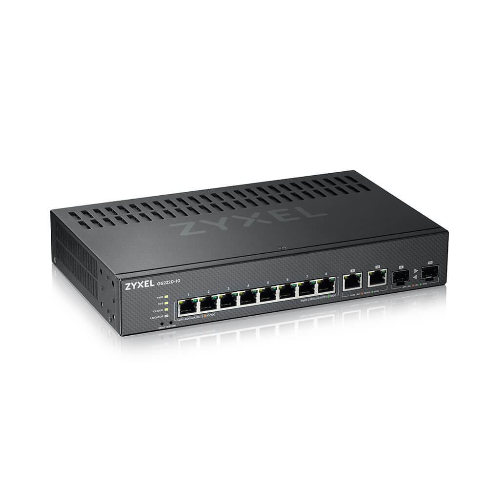 SWITCH ZYXEL, porturi Gigabit x 8, SFP x 2, managed, rackabil, "GS2220-10-EU0101F" (timbru verde 2 lei)