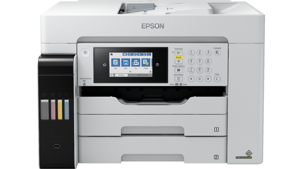 Multifunctional Inkjet CISS Color Epson L15180, A3, Functii: Impr.|Scan.|Cop.|Fax, Viteza de Printare Monocrom: 25ppm, Viteza de printare color: 25ppm, Conectivitate:USB|WIFI|RET, Duplex:Da, ADF:Nu "C11CH71406"