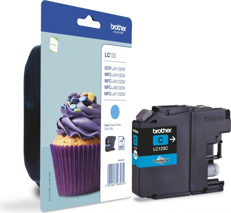 Cartus Cerneala Original Brother Cyan, LC123C, pentru DCP-J4110| MFC-J4410|J4510|J4610|J4710|J6520|J6920, 600, (timbru verde 0.15 lei), "LC123C"