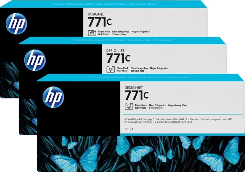 Tri-Pack Original HP Light Cyan, nr.771C, pentru DesignJet Z6200, , (timbru verde 0.45 lei), "B6Y36A"