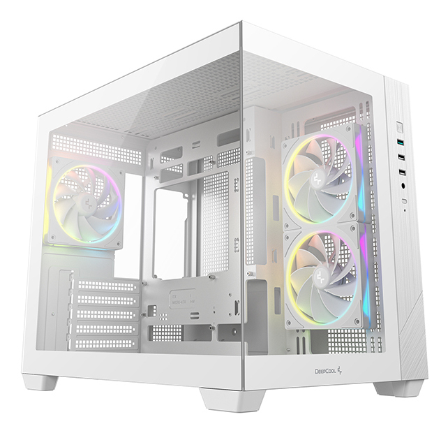 CARCASA DeepCool "CG330 3F WH", middle tower, gaming, fara sursa, suporta 9xfan, 3xfan inclus, USB 3.2 gen1 x 1, USB 2.0 x 2, audio+mic, 5 sloturi expansiune, alb, "R-CG330-WHNGM3-G" (timbru verde 0.24lei)