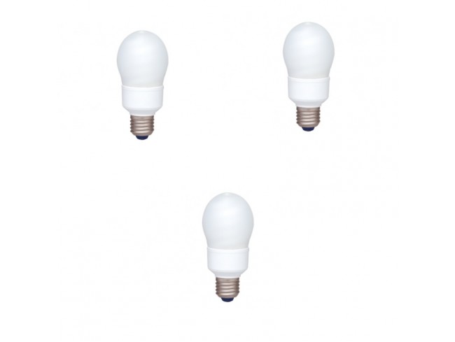 SET 3 becuri fluorescent Panasonic, soclu E27, putere 13W, forma oval, lumina alb rece, alimentare 220 - 240 V, "EFA13E672V-3" (timbru verde 1.35 lei)
