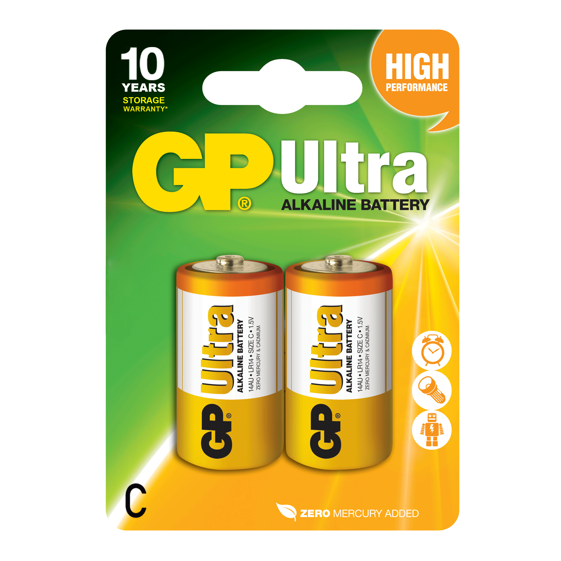 Baterie GP Batteries, Ultra Alcalina C (LR14) 1.5V alcalina, blister 2 buc. "GP14AU-2UE2" "GPPCA14AU005" (timbru verde 0.20 lei)