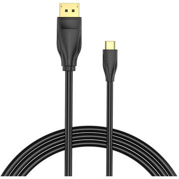 Cablu video Vention, USB Type-C la DisplayPort(, 2m, rezolutie 4K la 60Hz, PVC, negru, "CGYBG" (timbru verde 0.08 lei) - 6922794756038