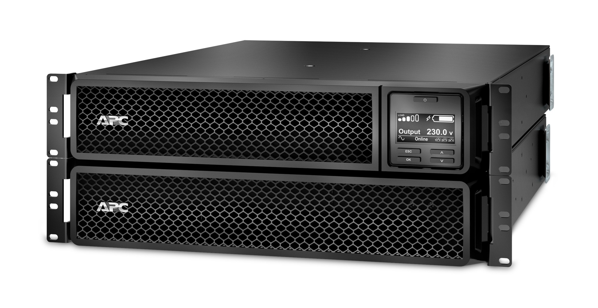 UPS APC, "Smart-UPS SRT", Online cu sinusoida pura, rack, 3000VA/2700W, AVR, IEC x 10, 1 x baterie APCRBC152, display LCD, back-up 11 - 20 min., "SRT3000RMXLI-NC" (timbru verde 40 lei)