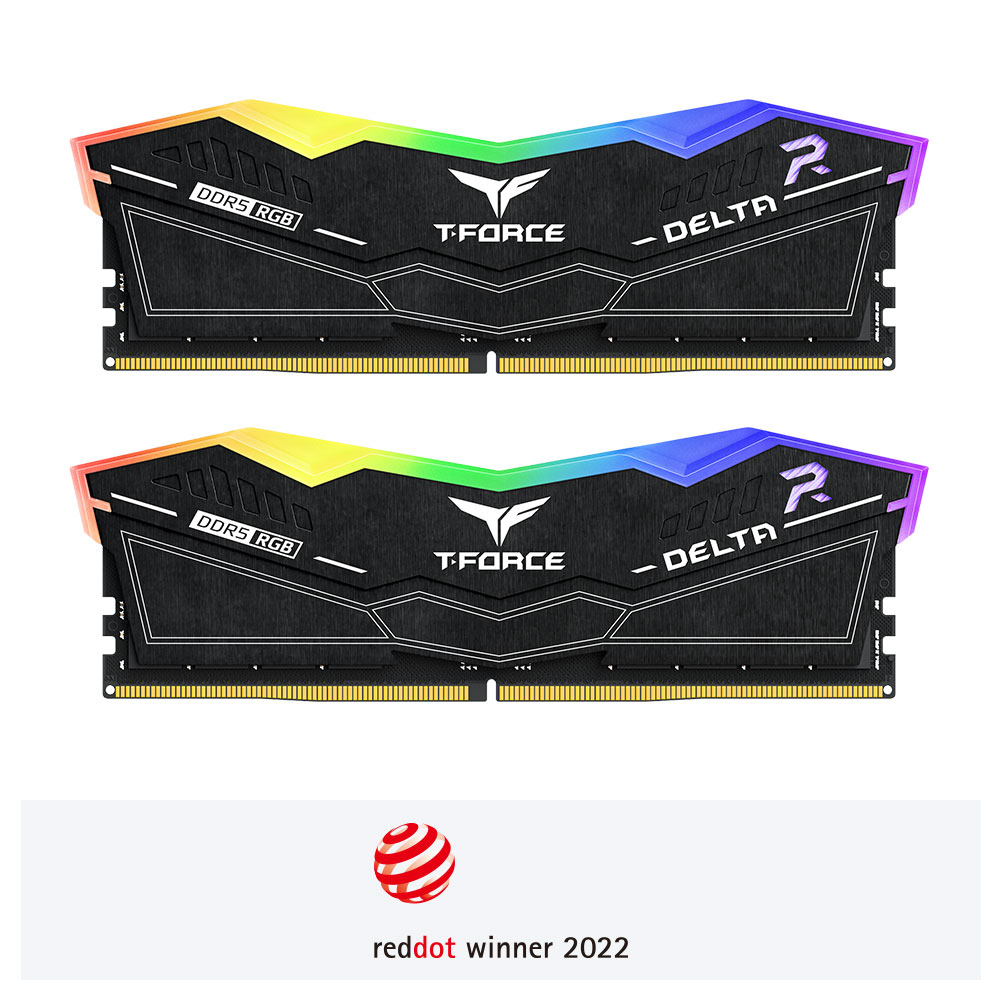 MEMORIE DDR TEAMGROUP T-FORCE DELTA RGB DDR5 Gaming 32GB frecventa 7200 Mhz (kit 2 x 16GB) CL34, radiator, retail, negru "FF3D532G7200HC34ADC01" (timbru verde 0.18 lei)