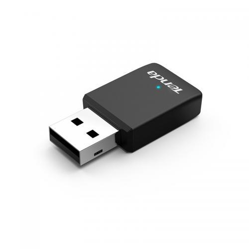 ADAPTOR RETEA TENDA, AC650 wireless dual band, 650Mbps, conectare USB 2.0, negru "U9" (timbru verde 0.18 lei)