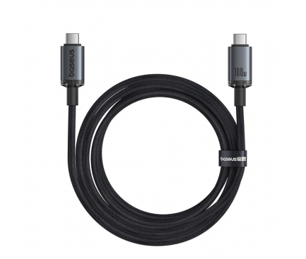 CABLU alimentare si date Baseus Crystal Shine, Fast Charging Data Cable pt. smartphone, thunderbolt, USB3.2 Type-C la USB3.2 Type-C 100W, video 4K@60Hz 1.5m, braided, negru "P10318204111-00" (timbru verde 0.18 lei) - 6932172657994