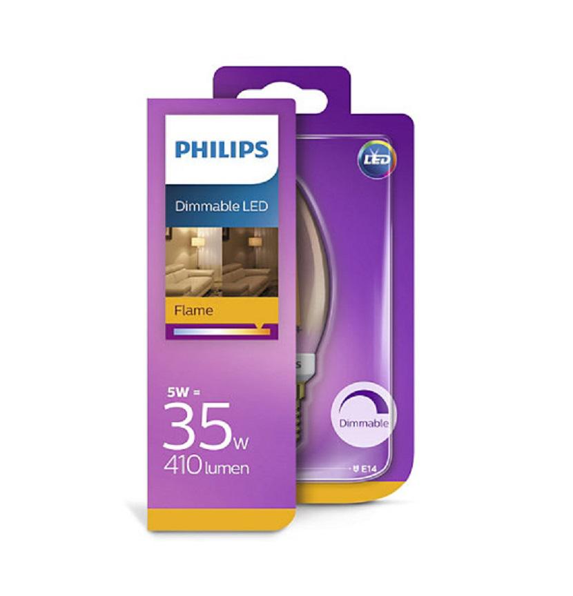 BEC LED Philips, soclu E14, putere 5W, forma lumanare, lumina alb calda, alimentare 220 - 240 V, "000008718696750742" (timbru verde 0.45 lei)