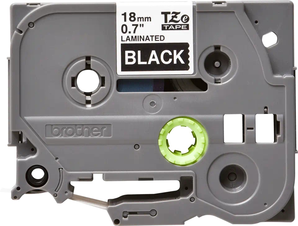 Banda laminata Original Brother White on Black, TZE345, pentru D400|D450|E300|H300|18R|300|310|320|340|1300|1700|1750|1760|1800|1810|1830|1880|1890|1900|1910|1950|1960|2030|2040|2100|2110|ST5, 18mm, incl.TV 0 RON, "TZE345"