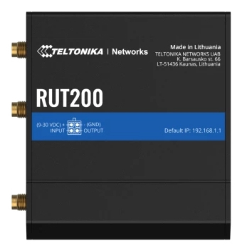 Router wireless Teltonika RUT200 | Industrial LTE Router | 4G/LTE Cat.4, 2x LAN 100Mb/s WiFi 2,4GHz, RMS "TELTONIKA RUT200" (timbru verde 0.8 lei)