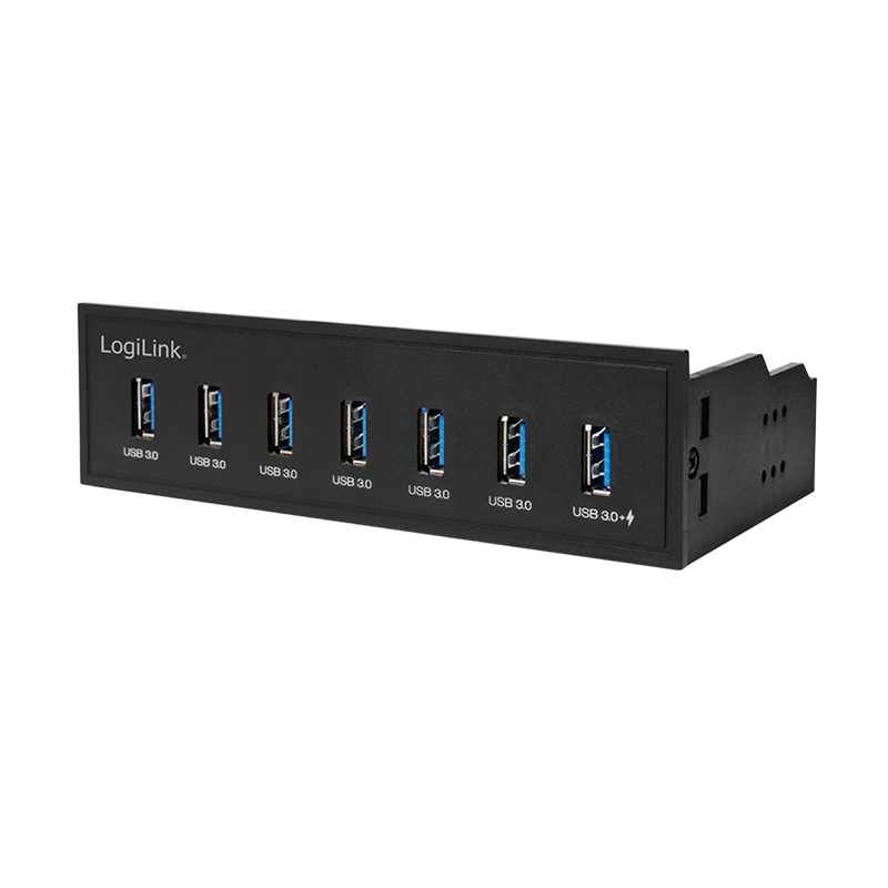 HUB intern LOGILINK, porturi USB 5.25": USB 3.0 x 7, conectare prin USB 3.0, fast charging, negru, "UA0342" (timbru verde 0.8 lei)