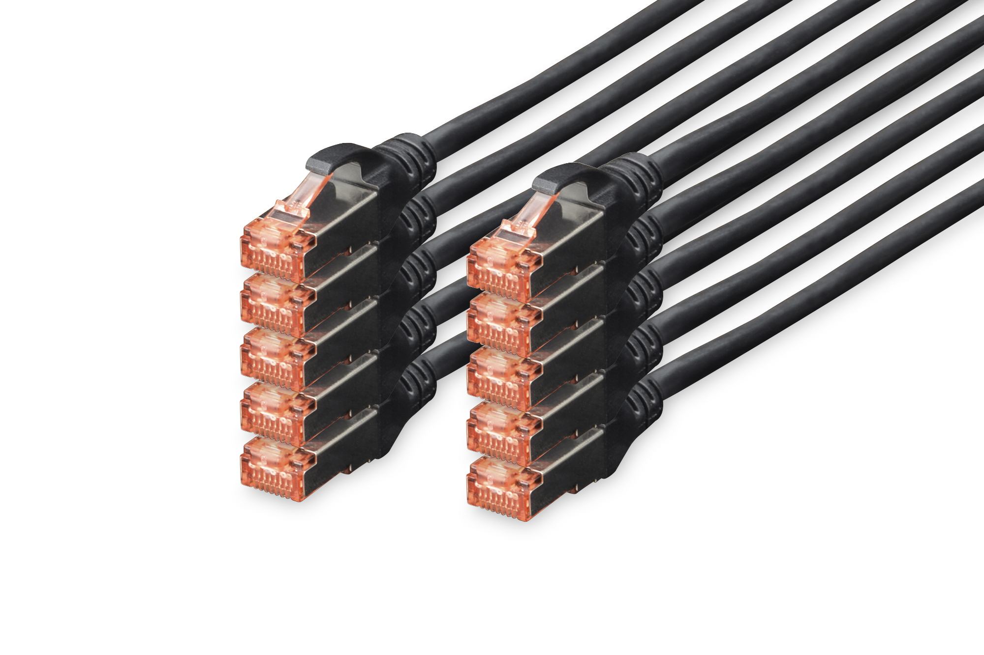 DIGITUS CAT 6 S-FTP patch cable Cu LSZH AWG 27/7 length 1 m 10 pieces color black "DK-1644-010-BL-10" (timbru verde 0.08 lei)