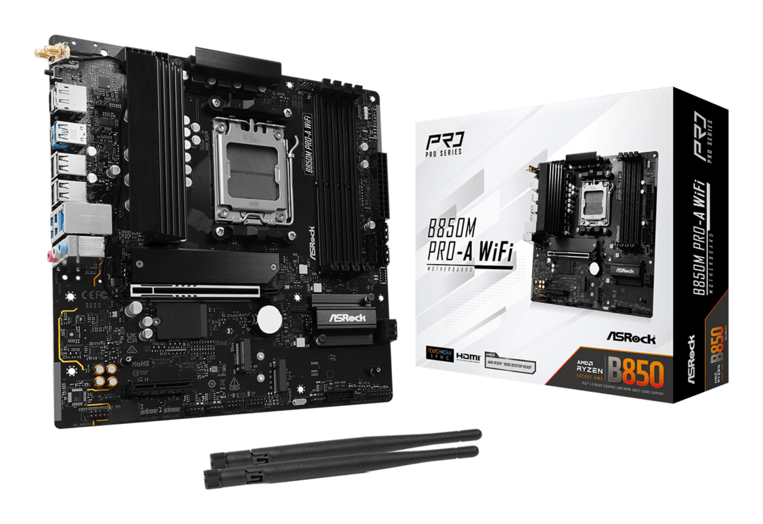 Placa de baza ASRock,ATX,AM5,AMD B850,PCI Express 5.0 x16 x 1,PCI Express 4.0 x16 x 1,AMD Radeon Graphics,10/100/1000/2500 Mbps,Sata III x 4, M2 x 4, HDMI, USB, WI-FI,BT, 7.1 "B850M PRO-A WIFI"