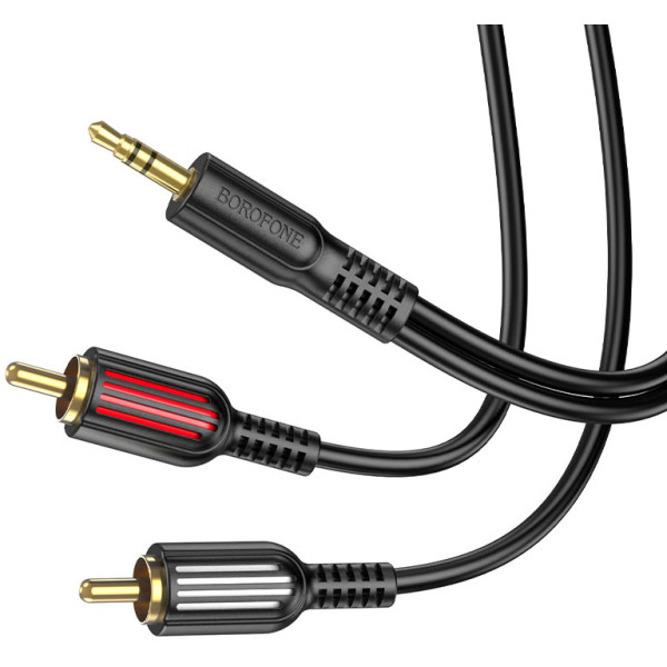 CABLU AUDIO Borofone "BL11", 1 x Jack 3.5mm (T) la 2 x RCA (T), lungime cablu 1.5m, negru "6974443382204" (timbru verde 0.18 lei)