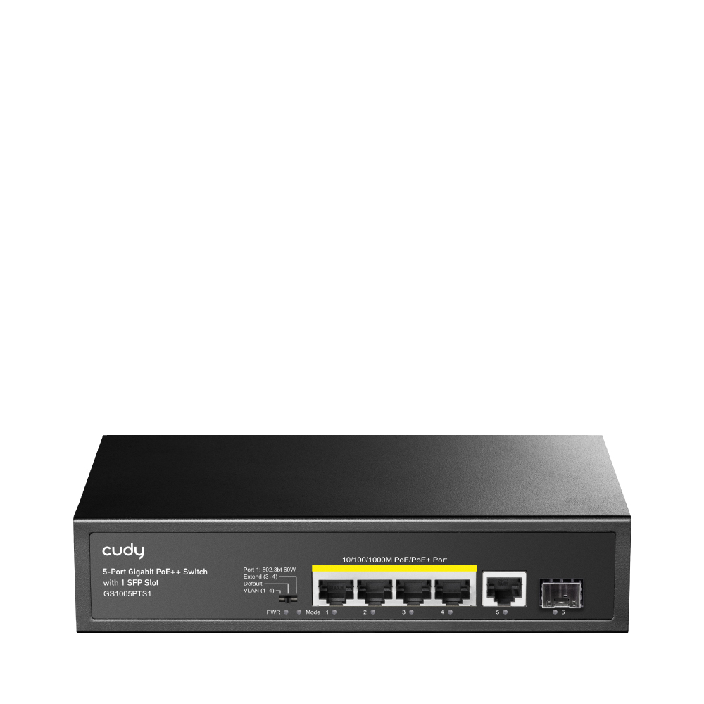 CUDY 5-Port Gigabit PoE+ Switch 1 SFP "GS1005PTS1" (timbru verde 2 lei)