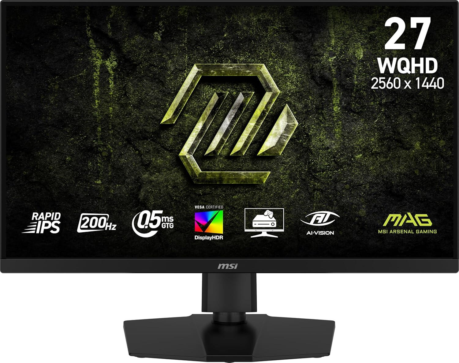Monitor MSI MAG 274QPF E20, 27", Rapid IPS, WQHD, 2560 x 1440, HDMI, DisplayPort, AMD FreeSync Premium, Pivot, 200Hz, 0.5 ms, Negru "MAG 274QPF E20" (timbru verde 7 lei)