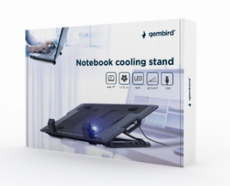 STAND GEMBIRD notebook 17", sita metal, fan 15cm cu led light, 1500rpm, 20cfm, ajustare inaltime 5 trepte, black, "NBS-1F17T-01" (timbru verde 0.8 lei)