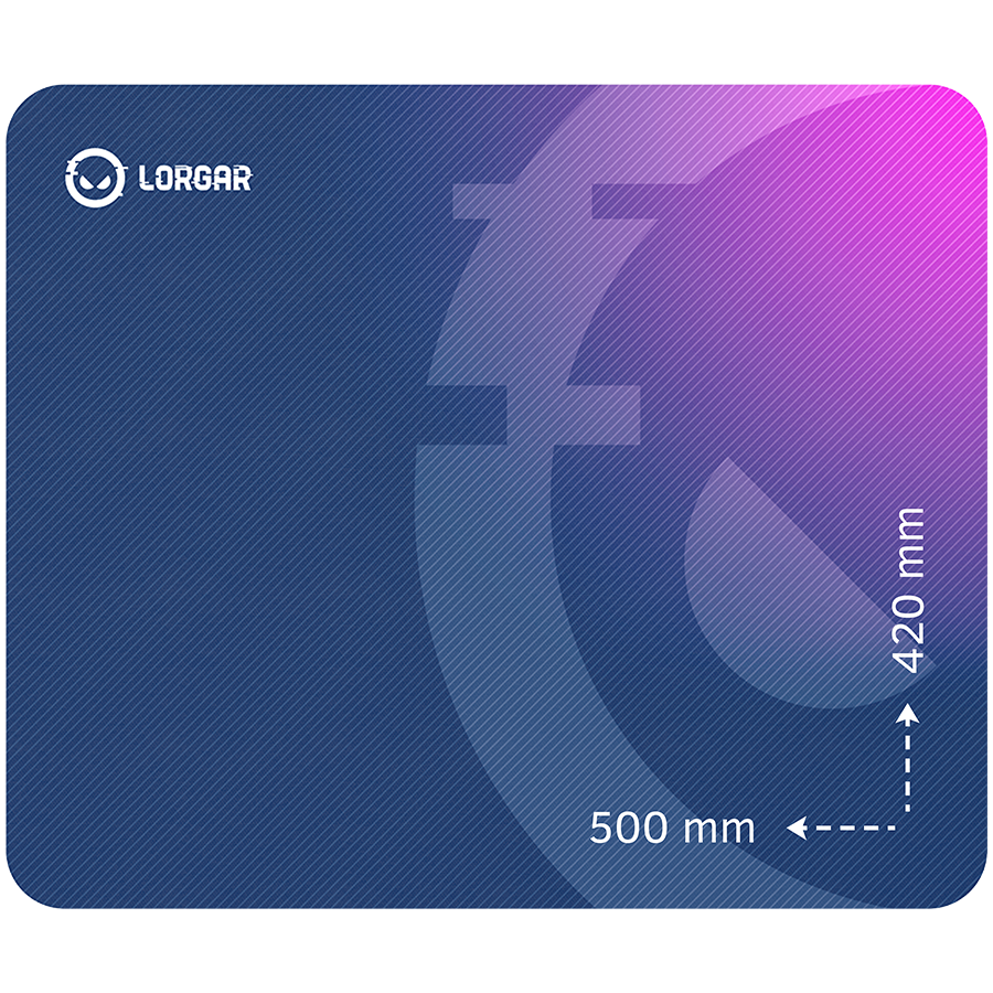 Lorgar Main 135, Gaming mouse pad, High-speed surface, Purple anti-slip rubber base, size: 500mm x 420mm x 3mm, weight 0.41kg "LRG-GMP135"