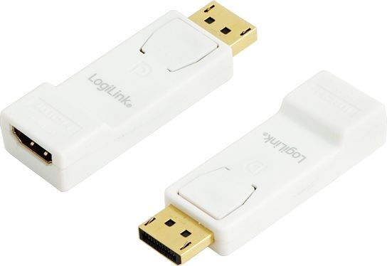 ADAPTOR video LOGILINK, DisplayPort (T) la HDMI (M), conectori auriti, rezolutie maxima Full HD (1920 x 1080) la 30 Hz, alb, "CV0057" (timbru verde 0.18 lei)
