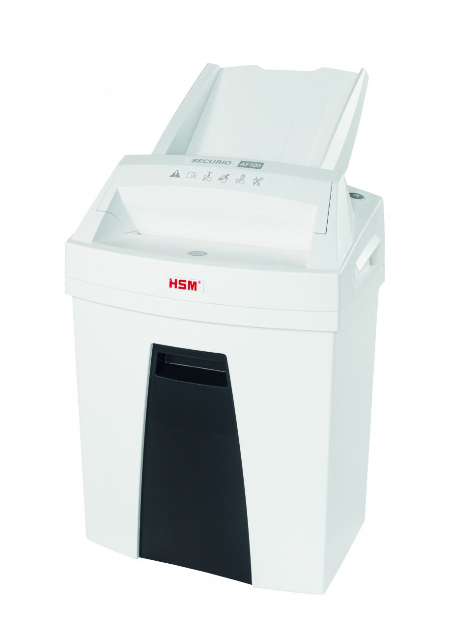 Distrugator documente automat HSM Securio AF100, 5-6 coli, cross cut (4.5 x 25mm), securitate 4 "H-2063111" (timbru verde 11 lei)