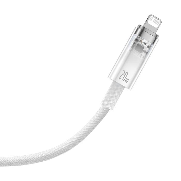 CABLU alimentare si date Baseus Explorer, Fast Charging Data Cable pt. smartphone, USB la Iphone Lightning 20W, 1m, control inteligent al temperaturii, alb "CATS010202" (timbru verde 0.18 lei) - 6932172629069