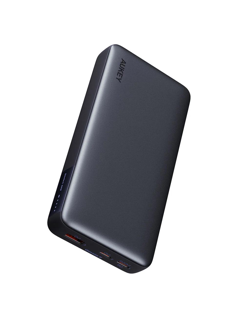 POWER BANK Aukey "PB-Y42" 20.000 mAh, 30W incarcare rapida 3-in-1, 2 x USB-C, 1 x USB-A, 378g, negru, "LLTSN1047247" (timbru verde 0.98 lei) - 689323786428