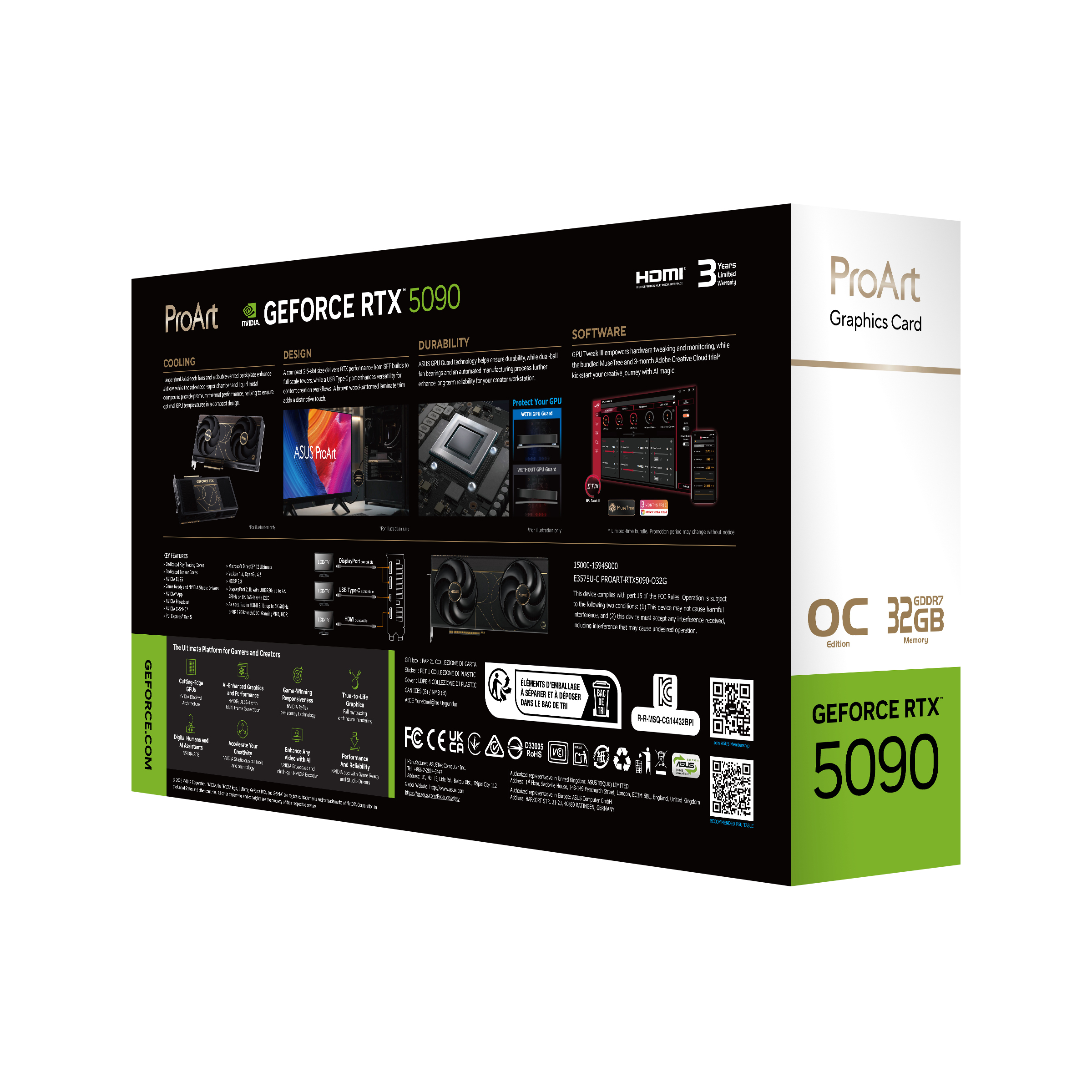 Placa video ASUS GeForce RTX 5090 PROART OC Edition 32GB GDDR7 512-bit DLSS 4.0 "90YV0P00-M0NA00" - imagine 10