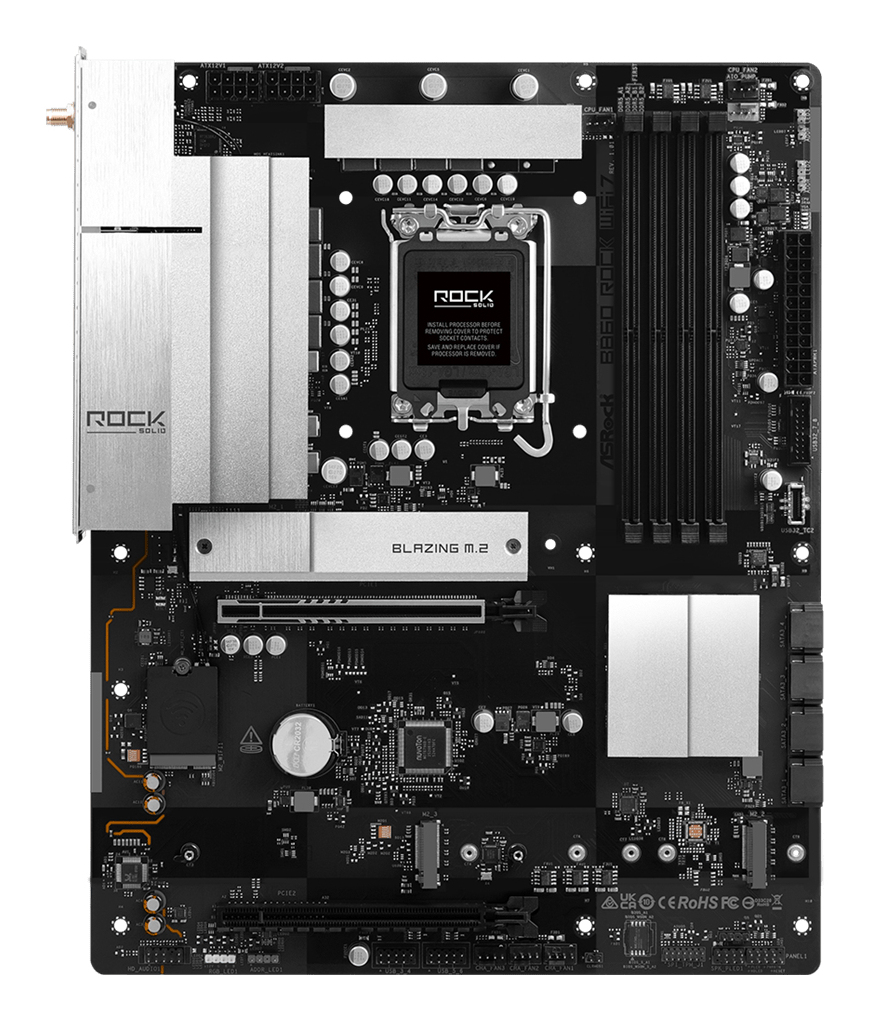 Placa de baza, format atx, 1851, DDR5, B860 "B860 ROCK WIFI 7"