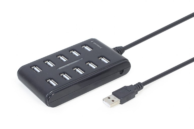 HUB extern GEMBIRD, porturi USB: USB 2.0 x 10, conectare prin USB , cablu 0.8 m, negru, "UHB-U2P10P-01" (timbru verde 0.8 lei) - 8716309124638