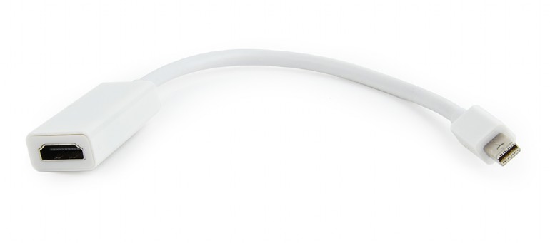 CABLU video GEMBIRD, adaptor Mini-DisplayPort (T) la HDMI (M), 10cm, rezolutie maxima Full HD (1920 x 1080) la 60Hz, alb, "A-mDPM-HDMIF-02-W" (timbru verde 0.08 lei)