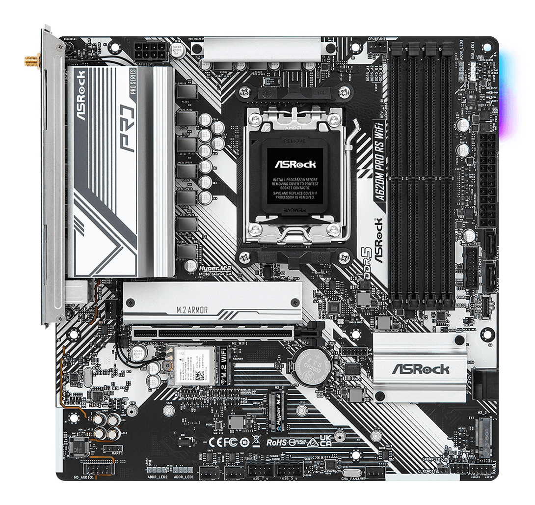 Placa de baza A620M Pro RS WiFi AM5 mATX "90-MXBLX0-A0UAYZ"