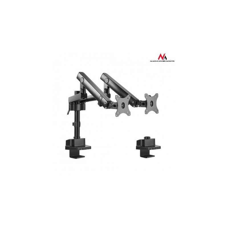 Suport de birou pentru 2 monitoare MC-812 aluminiu + otel, brate reglabile, arcuri pe gaz, 17 - 32 inch, 2X8KG, 2x USB 3.0, Negru "MC-812"