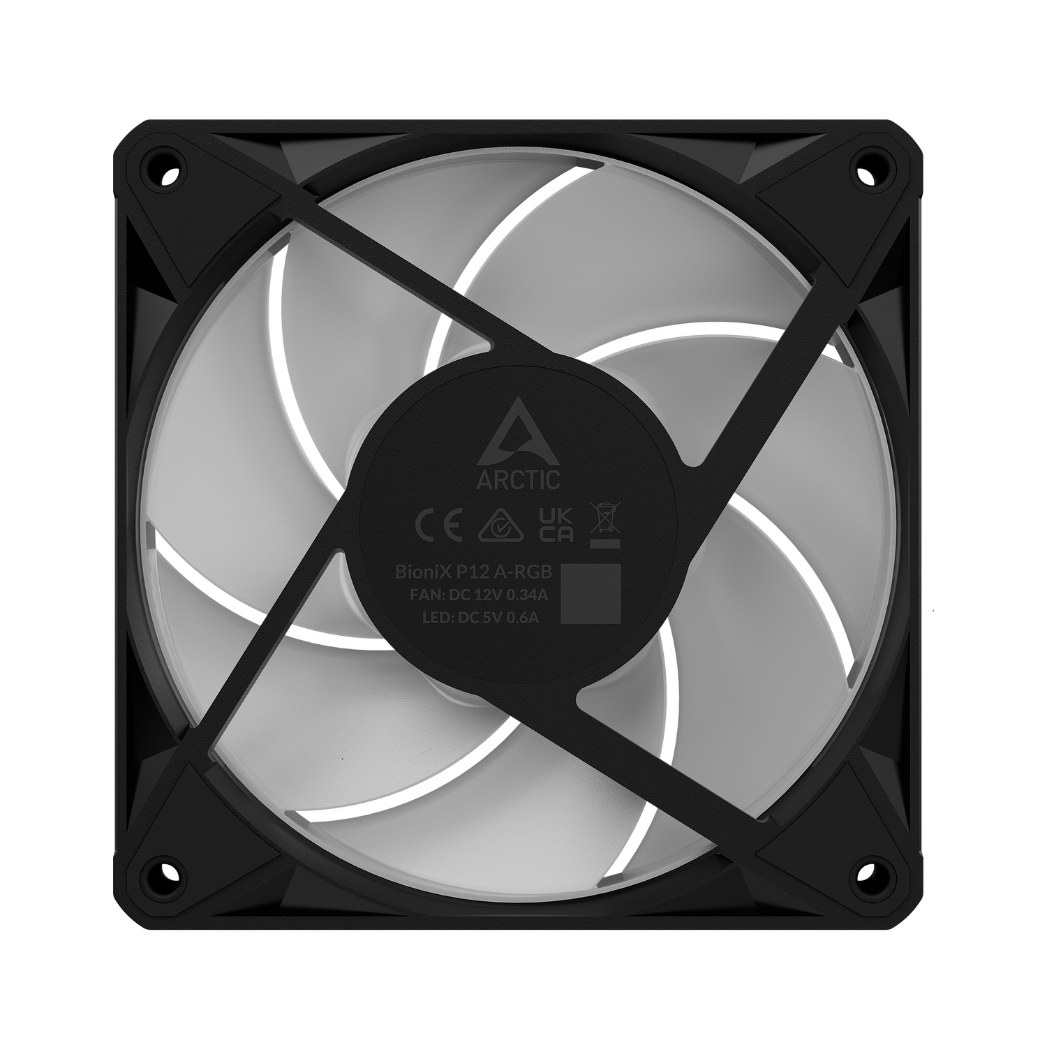 Set 3 ventilatoare Arctic "BioniX P14 A-RGB", 140mm, 450 - 3000 RPM, FDB, 76 cfm, 4-Pin PWM | 3-pin ARGB, negru, "ACFAN00341A" - imagine 8