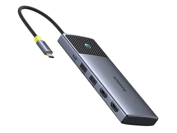 DOCKING Station Baseus Metal Gleam Series II 7-in-1, conec PC USB-C, USB 3.0x3, USB Type-Cx1, USB-Type-Cx1 PD 100W, HDMIx2/4K/60Hz,LED, gri "B00061806813-00" (timbru verde 0.18 lei) - 6932172657659