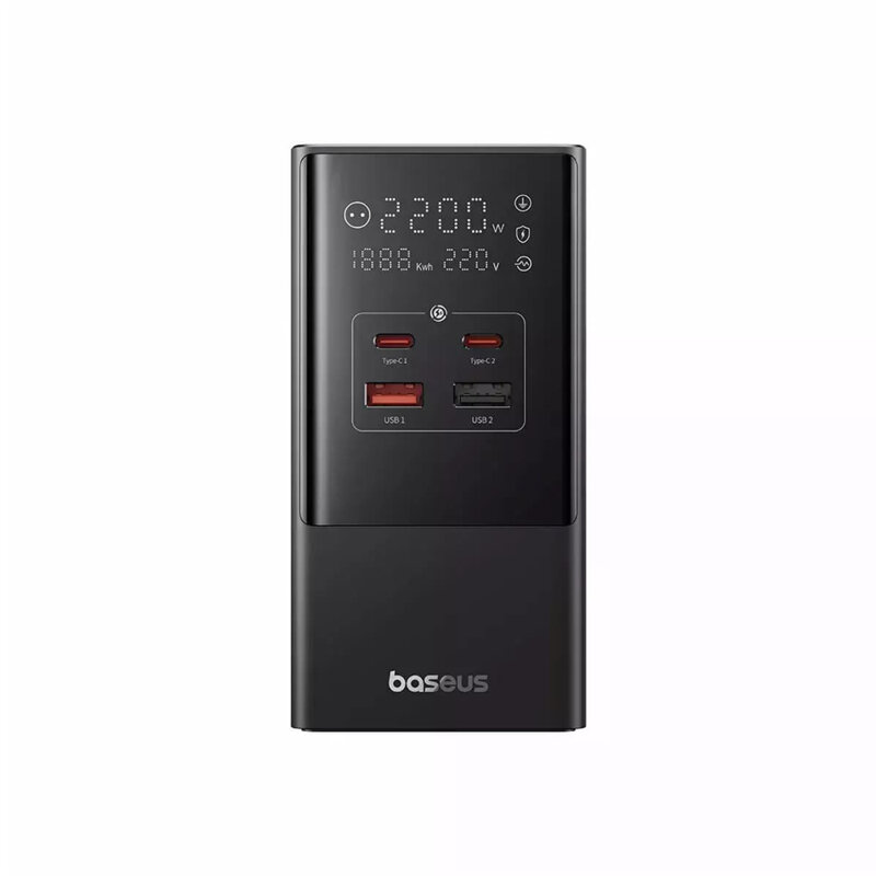 INCARCATOR RETEA Baseus PowerCombo Tower Digital Powerstrip, Quick Charge 35W, 3 x AC, 2 x USB Type-C Output 5V/3A, 2 x USB, lungime cablu 1.5m, negru "E00023606113-00" (timbru verde 0.18 lei) - 6932172631918