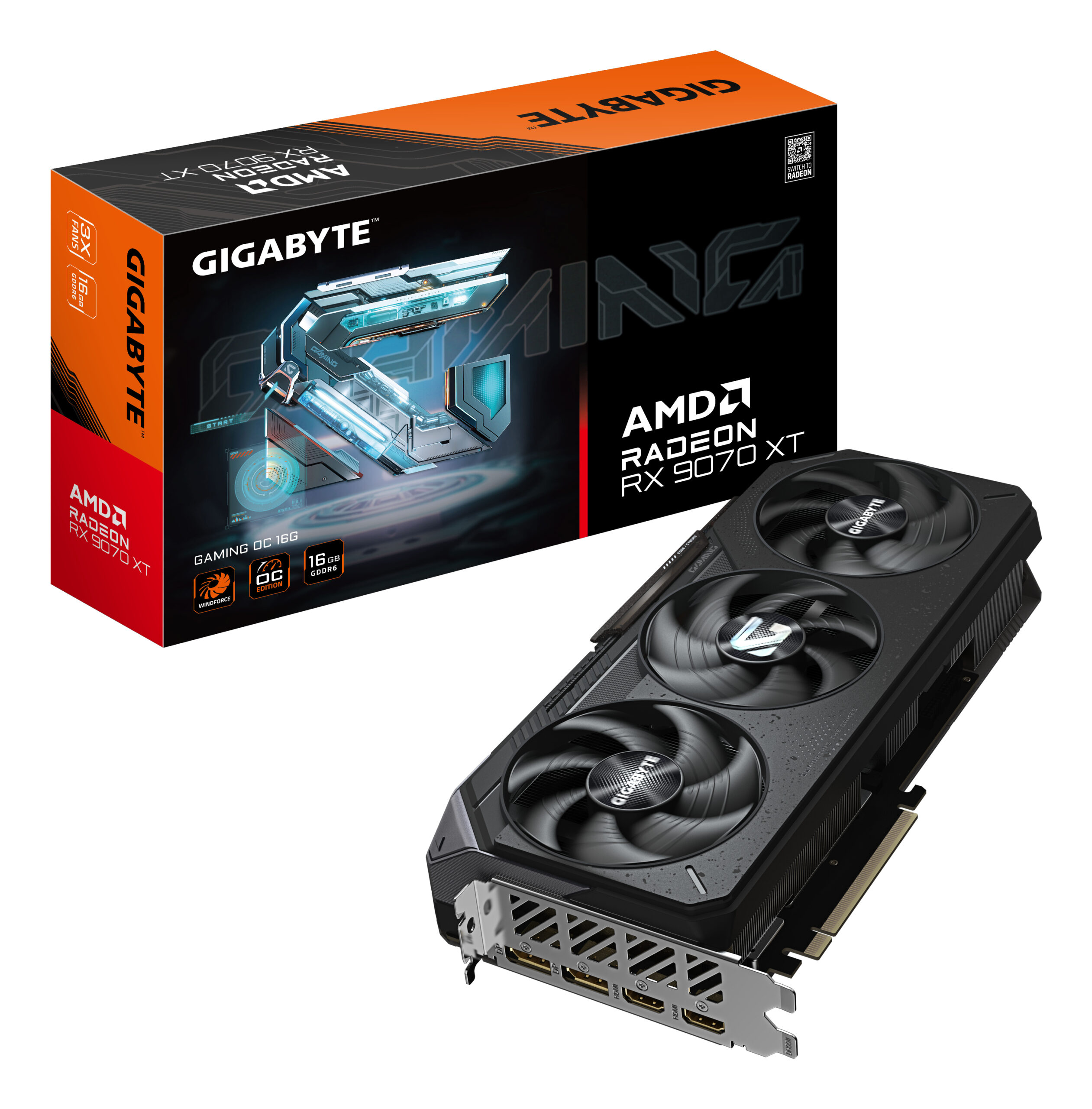 Placa video Radeon RX 9070 XT GAMING OC 16GB GDDR6 Graphics Card, RDNA4, 4096 Streams, TBC MHz Boost "GV-R9070XTGAMING OC-16GD"