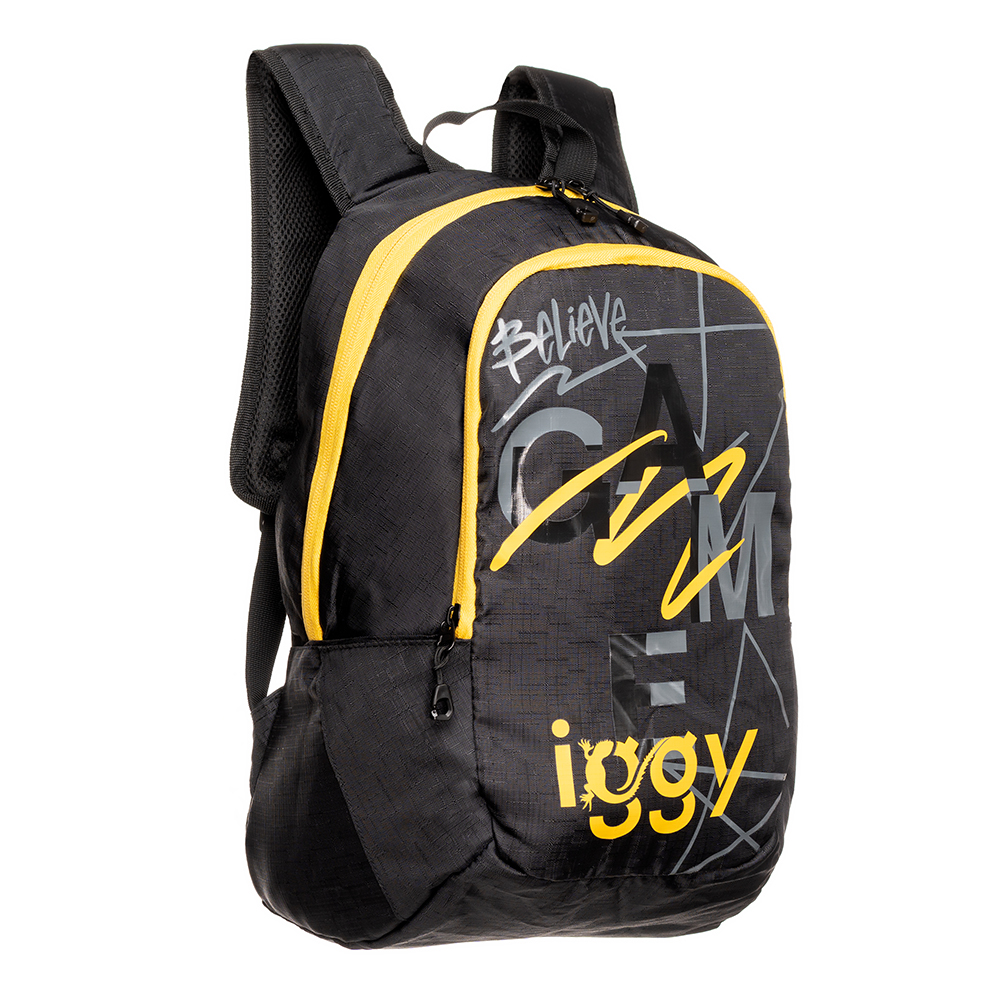 RUCSAC IGGY, 2 compartimente, 2 buzunare laterale, nylon, waterproof, 45x29x22.5cm, negru, 45506980 "Joy", "IGBP-JOY"