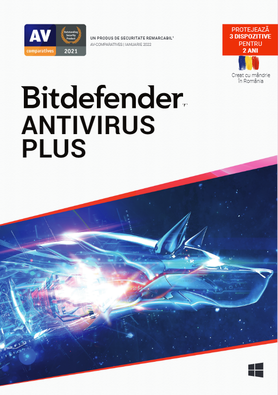 LICENTA Bitdefender Antivirus Plus, 3 utilizatori, 2 ani pt. PC, retail "AV03ZZCSN2403BEN"- valabile doar pe teritoriul Romaniei