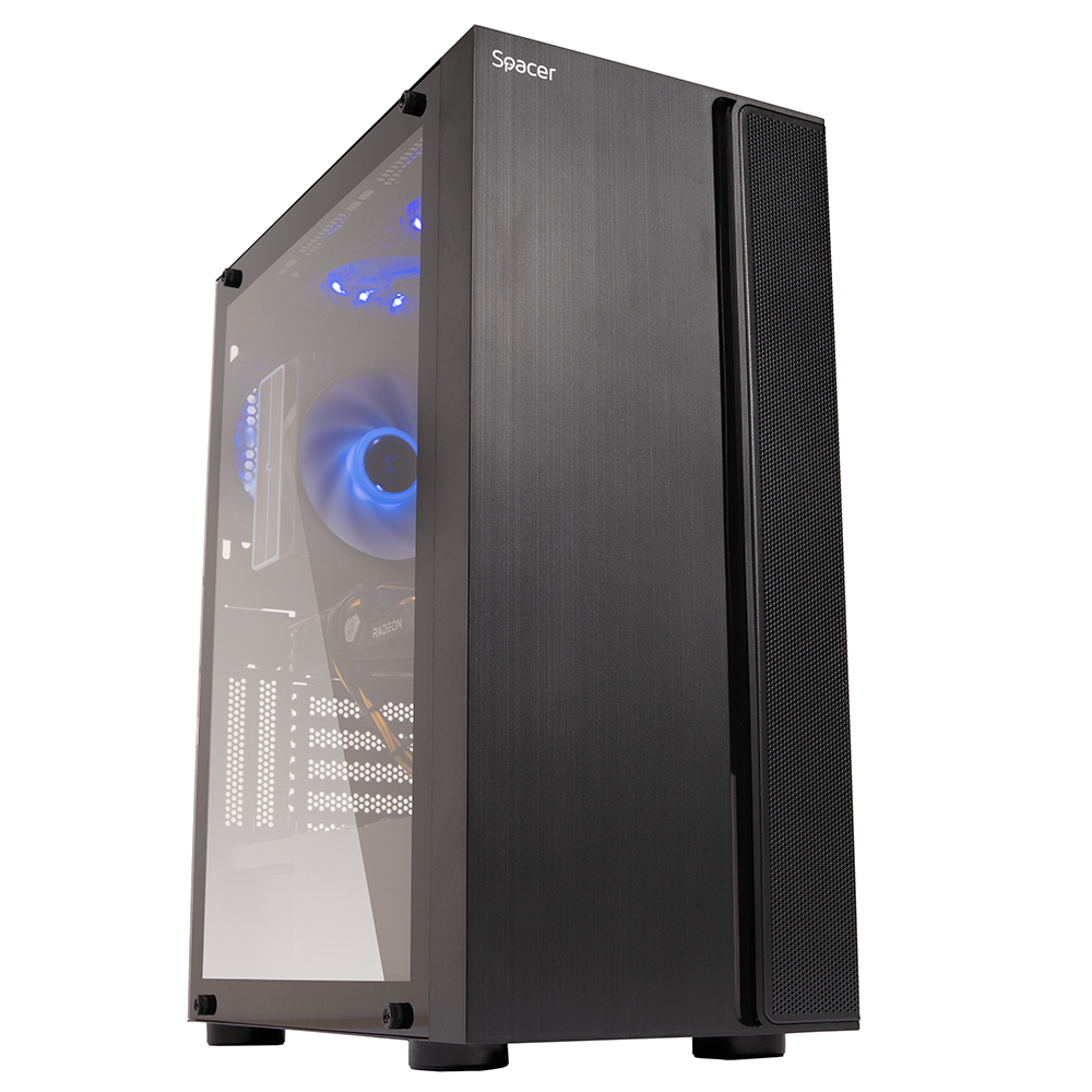 Sistem Desktop PC Gaming Spacer Dominator, i5-14400F, 32GB DDR4, 1TB SSD, Intel Arc B570 Challenger 10GB, no OS, negru, "SPACER-Dominator-08VN" (timbru verde 7 lei) - 5949046616125