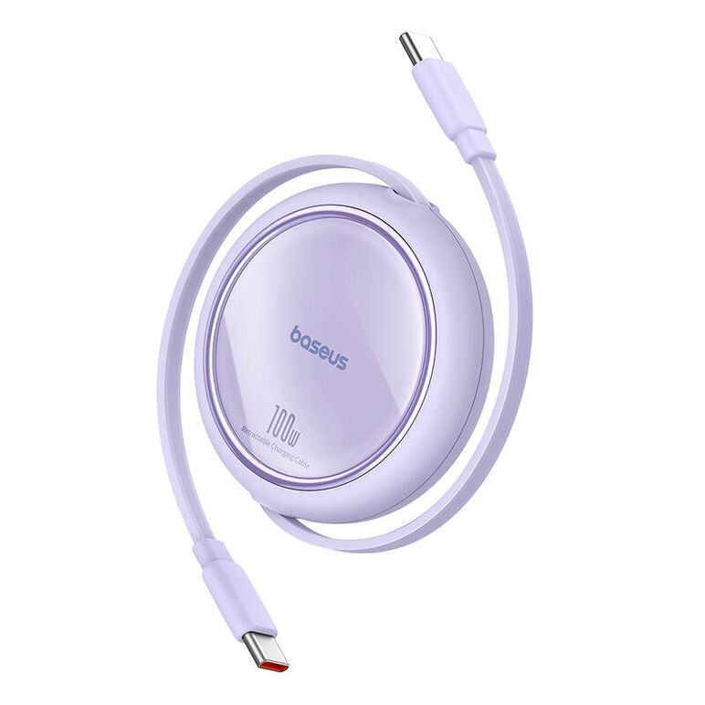 CABLU alimentare si date Baseus Free2Draw Mini, Fast Charging Data Cable pt. smartphone, retractabil, USB Type-C la USB Type-C 100W, 1m, violet "P10364500511-00" (timbru verde 0.08 lei) - 6932172647544