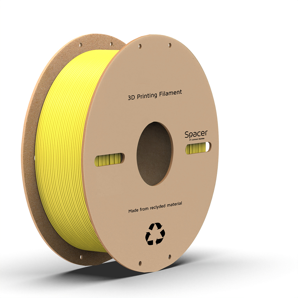 FILAMENT Spacer pt. imprimanta 3D - PLA, 1.75mm diamentru, 1Kg / bobina, aprox. 330m, topire 195-235 grC, yellow, "SPPF-3DP-PLA1.75-01-YL"