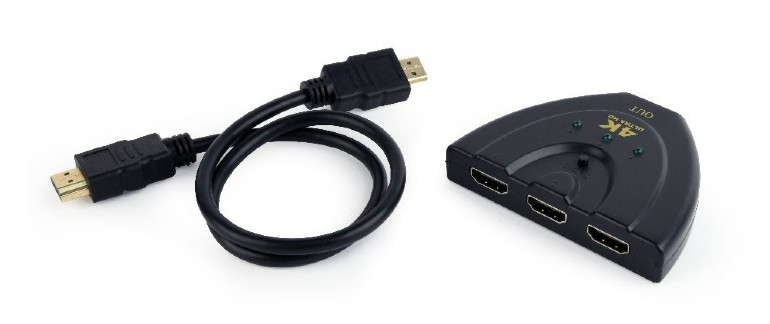 CABLU video GEMBIRD, switch 3 x HDMI (M) la HDMI (T), 0.5m, rezolutie maxima4K UHD (3840 X 2160) la 60 Hz, conecteaza 3 dispozitive