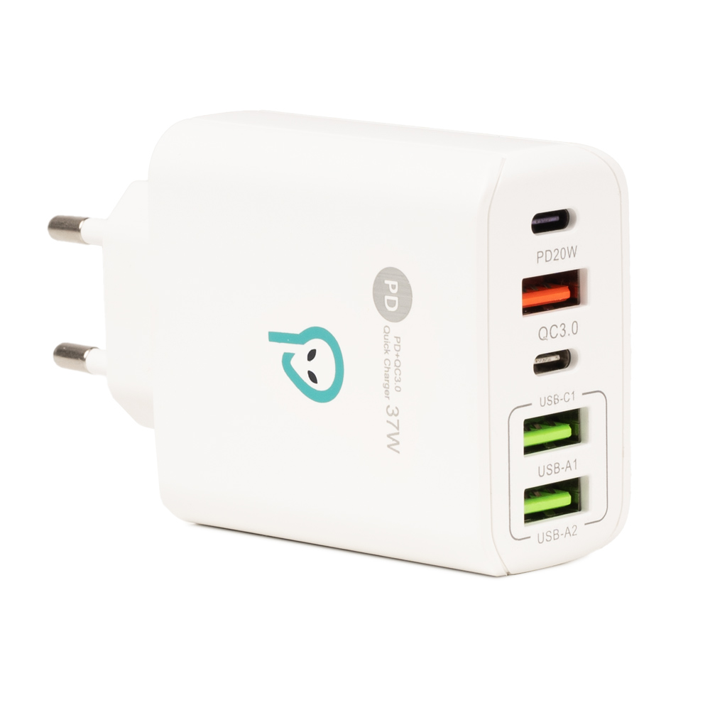 ALIMENTATOR retea SPACER Quick Charge 37W, 1 x USB Type-C 20W + 1 x USB QC 3.0 18W, 2 x USB 2.4A + 1 x USB Type-C 2.4A "SPAR-CINQUEQ-01" (timbru verde 0.18 lei)
