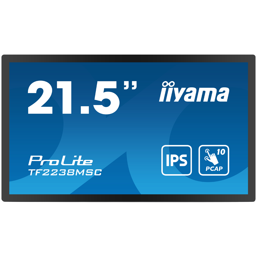 IIYAMA 21,5" Bonded PCAP Bezel Free 10P Touch with Anti-Fingerprint coating, 1920x1080, IPS panel, DP, HDMI, 525cd/m2 (with touch), Palm Rejection "TF2238MSC-B1" (timbru verde 7 lei)